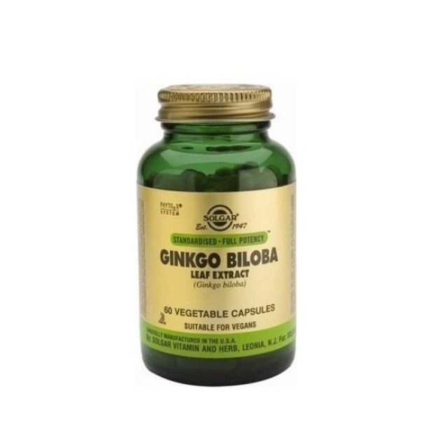 Solgar Ginkgo Biloba Leaf Extract, Φυτικό Εκχύλισμα Γκίνγκο Μπιλόμπα για την Υγεία του Εγκεφάλου και της Αναπνευστικής Οδού 60 φυτικές κάψουλες