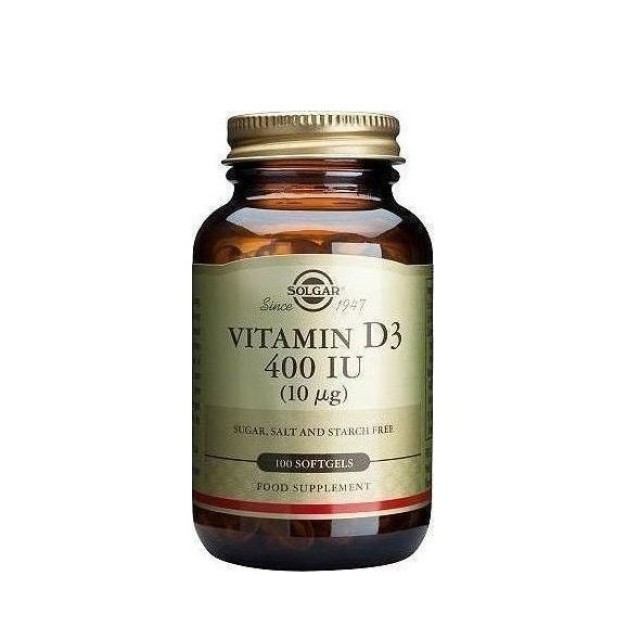 Solgar Vitamin D3 400IU, Βιταμίνη D3 100 μαλακές κάψουλες