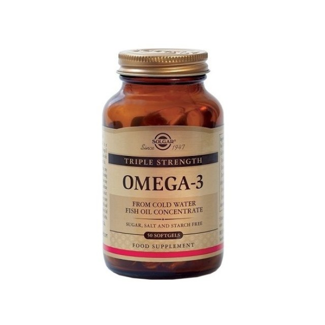 Solgar Triple Strength Omega-3 950mg, Λιπαρά Οξέα Υψηλής Συγκέντρωσης 50 μαλακές κάψουλες