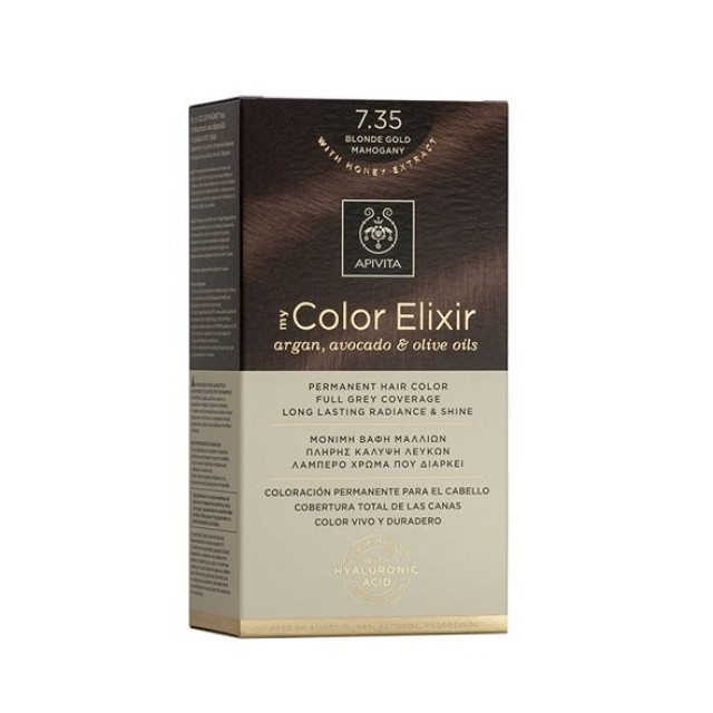 Apivita My Color Elixir 7.35, Βαφή Μαλλιών Ξανθό Μελί Μαονί 1τμχ