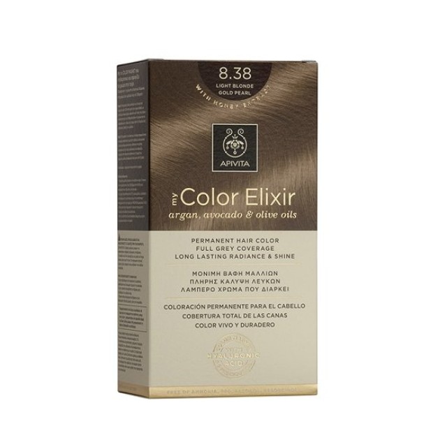Apivita My Color Elixir 8.38, Βαφή Μαλλιών Ξανθό Ανοιχτό Μελί Περλέ 1τμχ