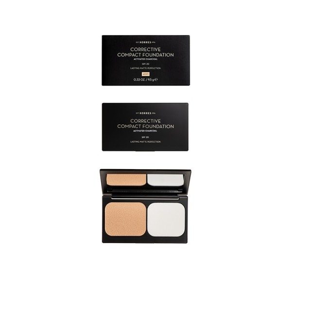 Korres Corrective Compact Foundation με Ενεργό Άνθρακα Spf 20 - ACCF 1 Lasting Matte Perfection 9.5gr
