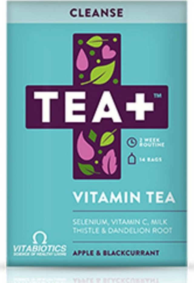  Vitabiotics - TEA+ Cleanse Vitamin Tea με Γεύση Mήλο & Bατόμουρο, 14τμχ