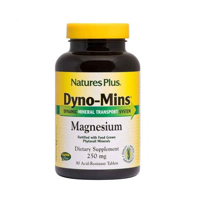 Natures Plus Magnesium 250mg (Dyno Mins) Οργανικό Μαγνήσιο 90 ταμπλέτες
