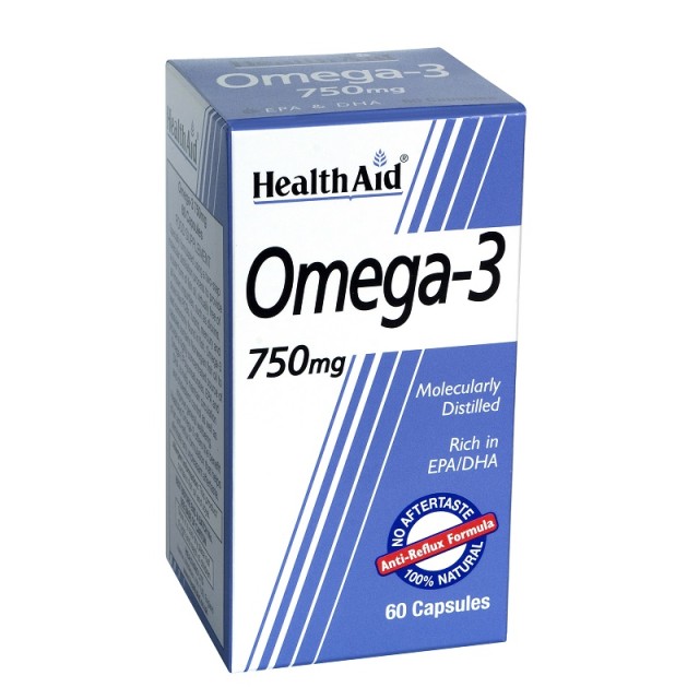 Health Aid Omega 3 750mg, Καλή Λειτουργία της Καρδιάς, Έλεγχο Χοληστερίνης 60caps