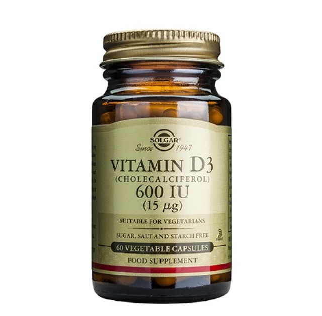 Solgar Vitamin D3 600IU, Βιταμίνη D3 60 φυτικές κάψουλες