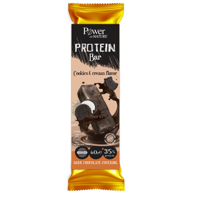 Power of Nature Protein Bar Cookies & Cream, Μπάρα με 35% περιεκτικότητα σε πρωτεϊνη 60gr