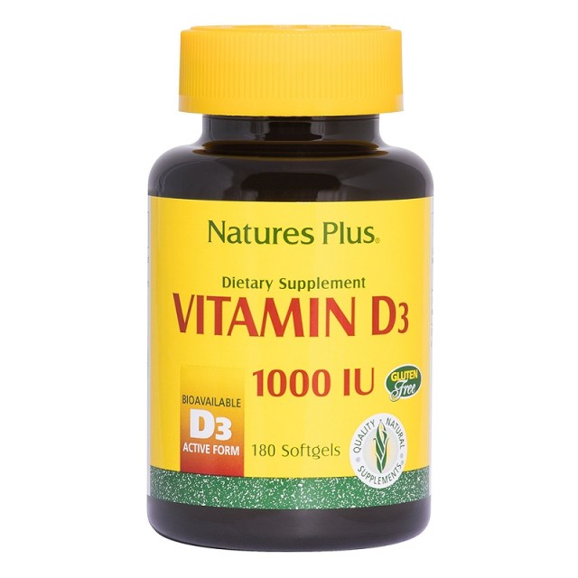 Natures Plus Vitamin D3 1000 I.U. 180 μαλακές κάψουλες