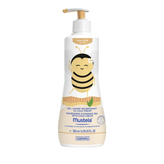 Mustela - Nourishing Cleansing Gel With Cold Cream Limited Edition, Καθαριστικό Τζελ για Ξηρό Δέρμα σε Σώμα/Μαλλιά, 500ml
