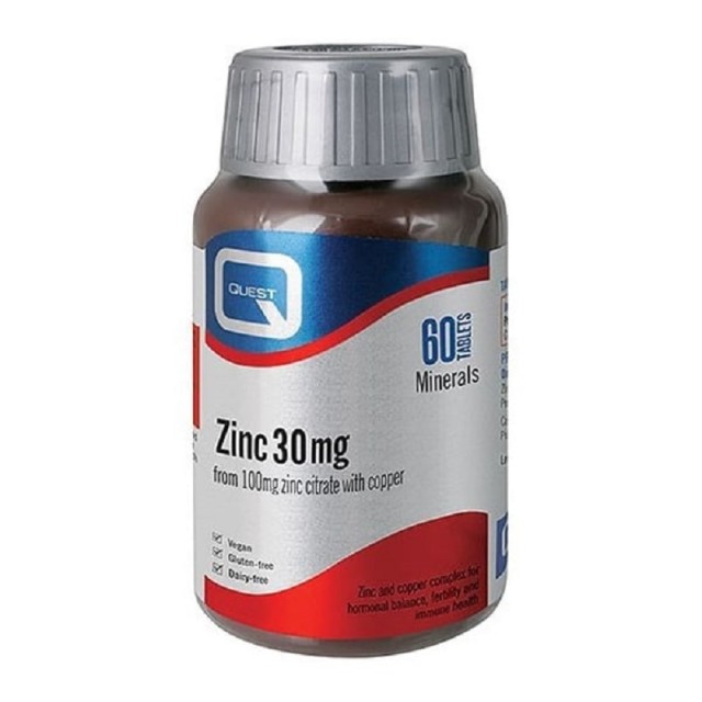 Quest Zinc 30mg - Ψευδάργυρος, 60 tabs
