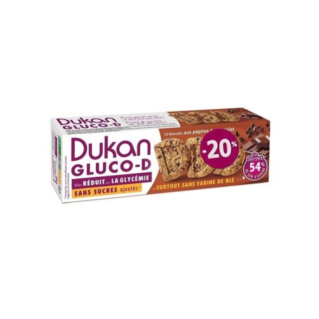 Dukan Μπισκότα Βρώμης GLUCO-D με Κομμάτια Σοκολάτας 100gr
