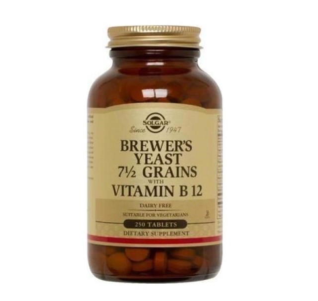Solgar Brewers Yeast with Vitamin B12, Φυσική Μαγιά Μπύρας με Βιταμίνη Β12 250 ταμπλέτες