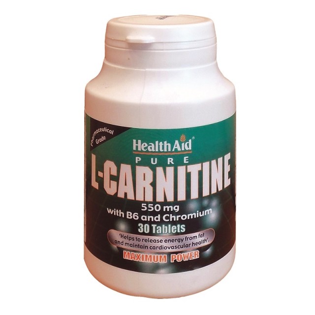 Health Aid L-Carnitine 550mg With Vit B6 & Chromium Συμπλήρωμα Διατροφής 30tabs