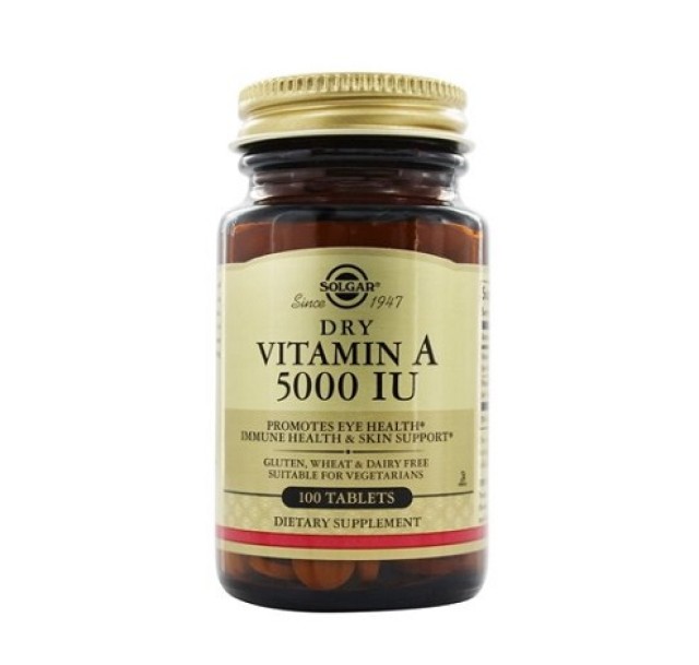 Solgar Vitamin A 5000 IU, Βιταμίνη Α 100 ταμπλέτες
