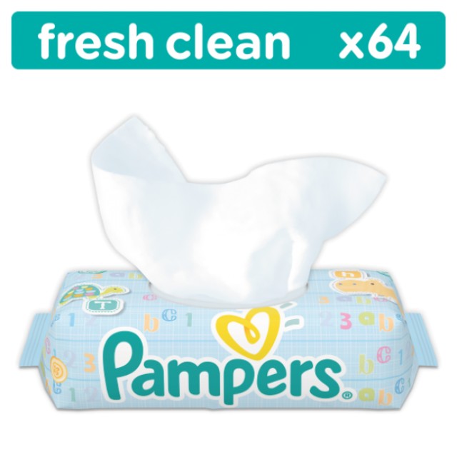 Pampers Μωρομάντηλα Fresh Clean Μονή Συσκευασία 64 μωρομάντηλα