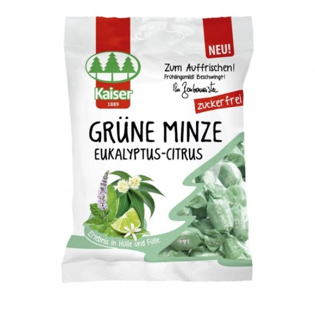 Kaiser Grune Minze Καραμέλες για το Βήχα με Δυόσμο, Ευκάλυπτο και Lime 60g