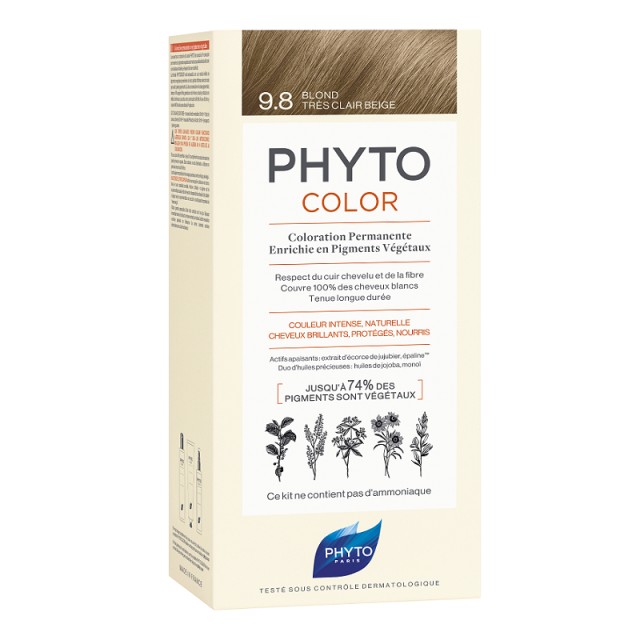 Phyto Phytocolor Μόνιμη Βαφή No9.8 Very Light Beige Blonde Ξανθό Πολύ Ανοιχτό Μπεζ, 50ml