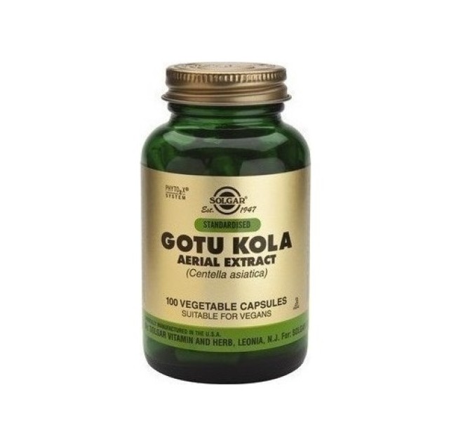 Solgar Gotu Kola Aerial Extract, Συμπλήρωμα Διατροφής για την Κυτταρίτιδα & τις Κιρσώδεις Φλέβες 100 φυτικές κάψουλες