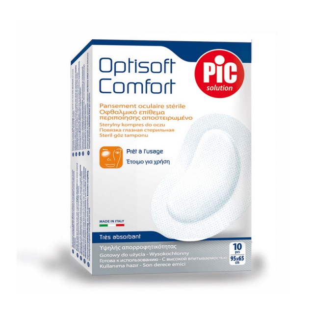 Pic Solution Optisoft Comfort Αποστειρωμένο Οφθαλμικό Επίθεμα Περιποίησης 95x65mm, 10Τμχ