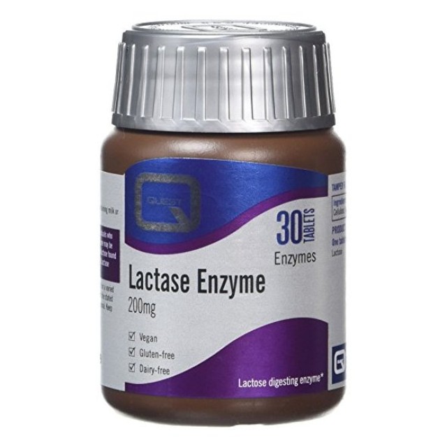 Quest Lactase 200mg, Συμπλήρωμα Διατροφής για τη Δυσανεξία στη Λακτόζη 30 ταμπλέτες