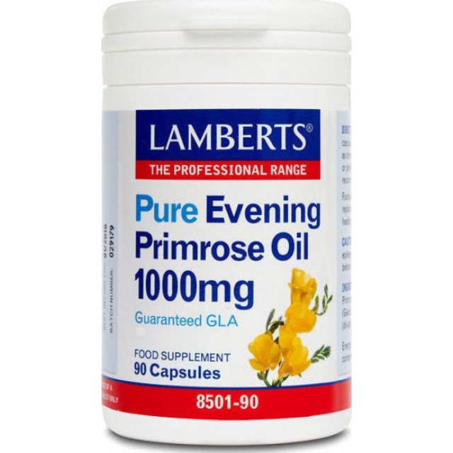 Lamberts Evening Primrose Oil 1000mg, Συμπλήρωμα Διατροφής με Γ-Λινολεϊκό Οξύ (GLA) και Βιταμίνη Ε, 90 κάψουλες 8501-90