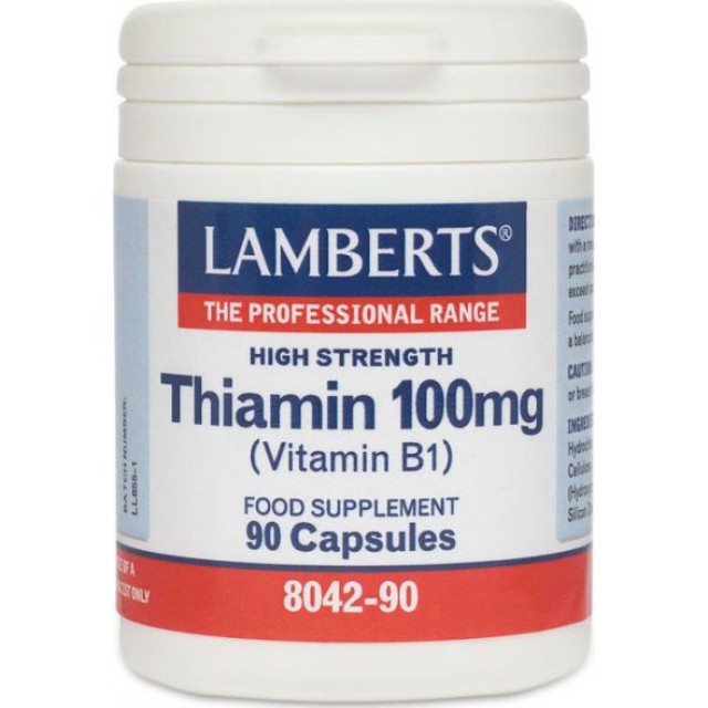 Lamberts Thiamin 100mg B, Συμπλήρωμα Διατροφής με Θειαμίνη (Βιταμίνη Β1) 90 κάψουλες
