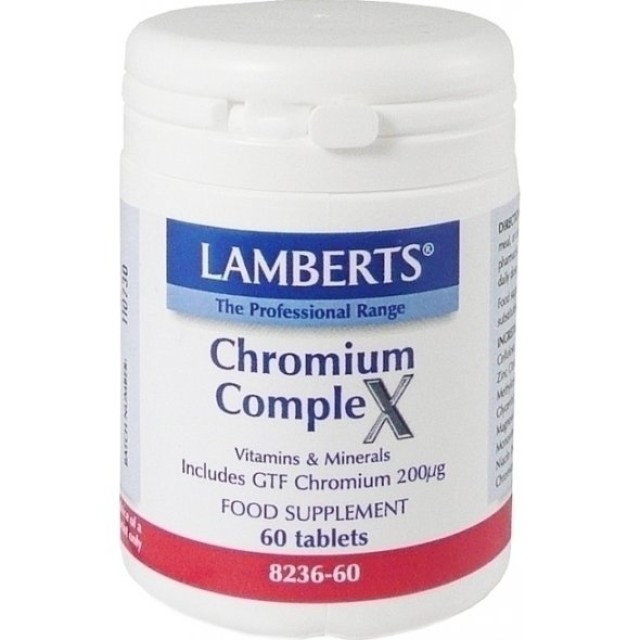 Lamberts Chromium Complex 200mg, Συμπλήρωμα Διατροφής με Χρώμιο 60 ταμπλέτες