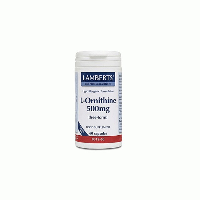 Lamberts L-Ornithine 500mg, Σκεύασμα Ορνιθίνης Ελεύθερης Μορφής 60 κάψουλες