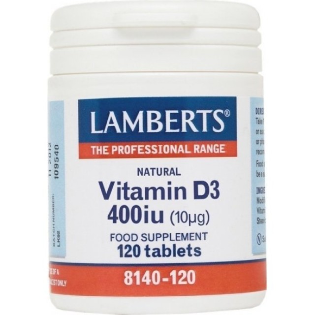Lamberts Vitamin D3 400iu, Σκεύασμα Βιταμίνης D3, 120 ταμπλέτες 8140-120
