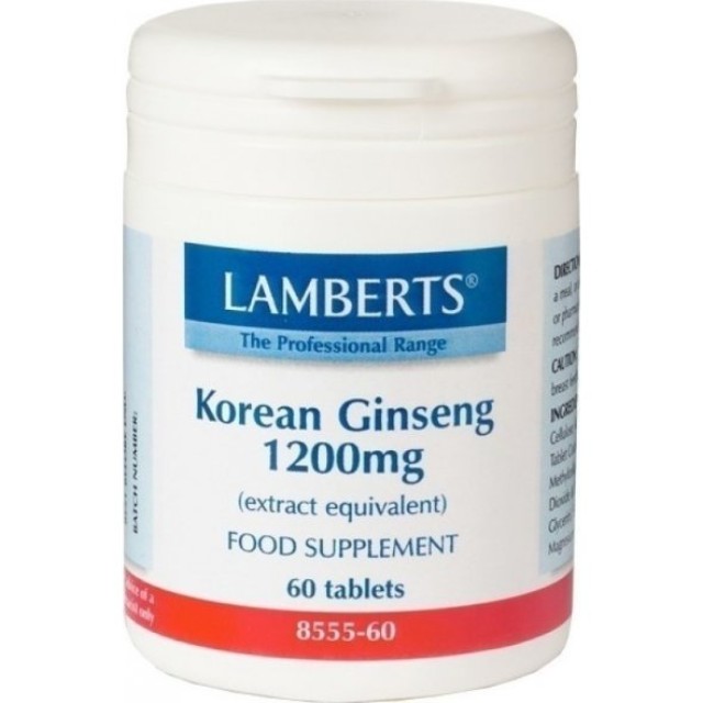 Lamberts Korean Ginseng 1200mg, Συμπλήρωμα Διατροφής με Συμπυκνωμένο Εκχύλισμα Korean Ginseng 60 ταμπλέτες