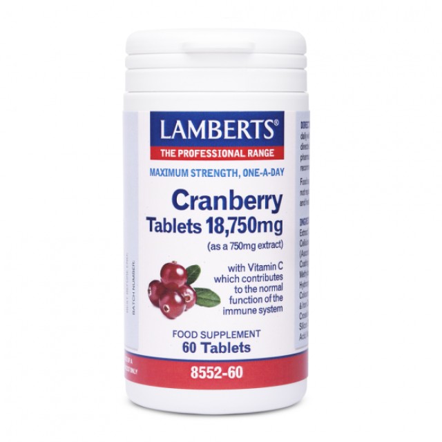 Lamberts Cranberry 18.750mg, Συμπλήρωμα Διατροφής με Κράνμπερι 60 ταμπλέτες 8552-60