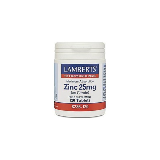 Lamberts Zinc 25mg (Citrate), Συμπλήρωμα Διατροφής με Ψευδάργυρο 120 ταμπλέτες 8286