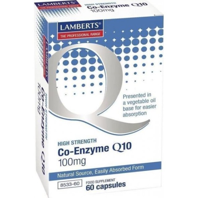Lamberts Co-Enzyme Q10 100mg, Συμπλήρωμα Διατροφής με Συνένζυμο Q10, 60 κάψουλες