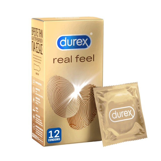Durex Realfeel, Προφυλακτικά από Προηγμένο Υλικό χωρίς Λάτεξ για Φυσική Αίσθηση 12τμχ