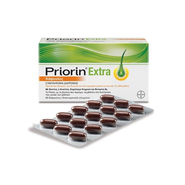 Priorin Extra Νέα Βελτιωμένη Σύνθεση, Συμπλήρωμα Διατροφής για την Υγεία των Μαλλιών  60 κάψουλες