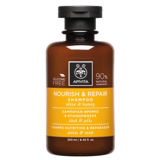 Apivita Nourish & Repair Shampoo Σαμπουάν Θρέψης & Επανόρθωσης με Ελιά & Μέλι, για Ξηρά Μαλλιά, 250ml
