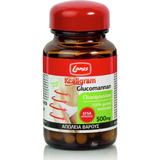 Lanes - Kcaligram Glucomannan, Συμπλήρωμα Διατροφής με Γλυκομαννάνη για τον Έλεγχο του Βάρους, 60 κάψουλες
