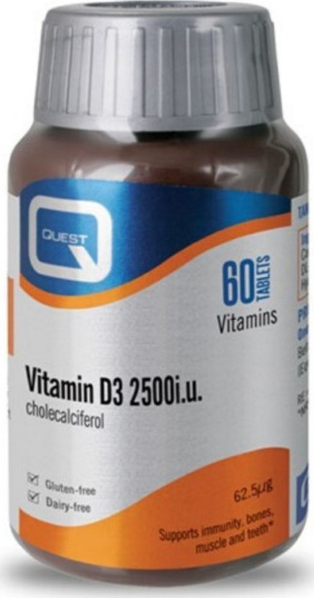 Quest - Vitamin D3 2500iu Συμπλήρωμα Για Το Ανοσοποιητικό και Τα Οστά 60tabs