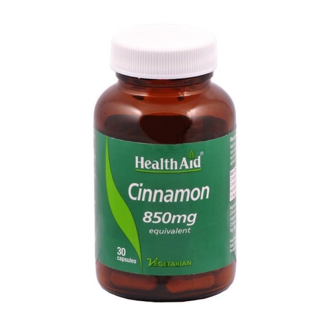 Health Aid Cinnamon 850mg, Βοηθά Τον Οργανισμό Στη Διαχείριση Της Ινσουλίνης 30 Κάψουλες