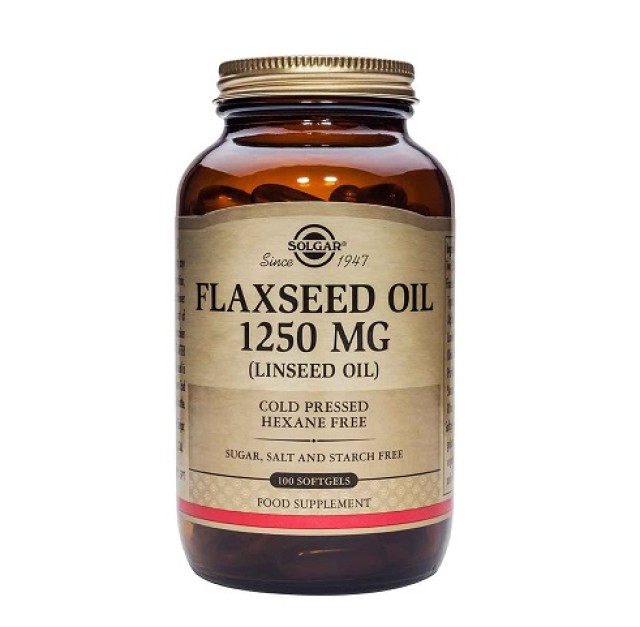 Solgar Flaxseed Oil 1250mg, Λινέλαιο Ψυχρής Πίεσης 100 μαλακές κάψουλες