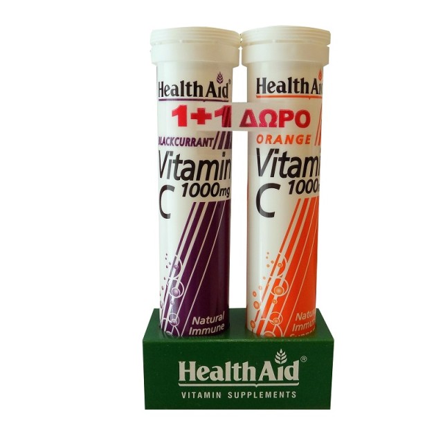 Health Aid Vitamin C Blackcurrant + Vitamin C Orange 1000mg 40 αναβράζοντα δισκία