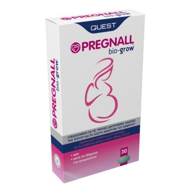 Quest Pregnall Bio-Grow Συμπλήρωμα Διατροφής για τις Διατροφικές Ανάγκες της Εγκύου και την Σωστή Ανάπτυξη του Εμβρύου, 30tabs