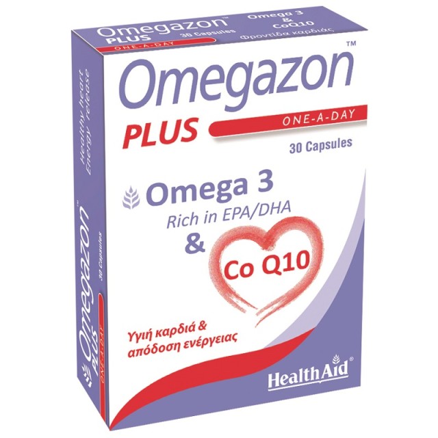 Health Aid Omegazon Plus 30Caps, Συνδυασμός Ω-3 με Αντιοξειδωτικό CoQ10 30 κάψουλες