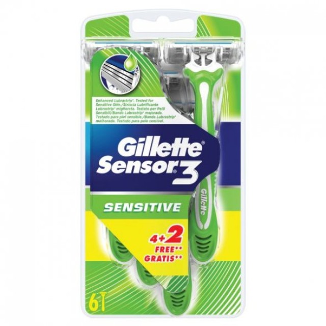 Gillette Sensor 3 Sensitive Aνδρικα ξυραφάκια μιας χρήσης 6 τεμ