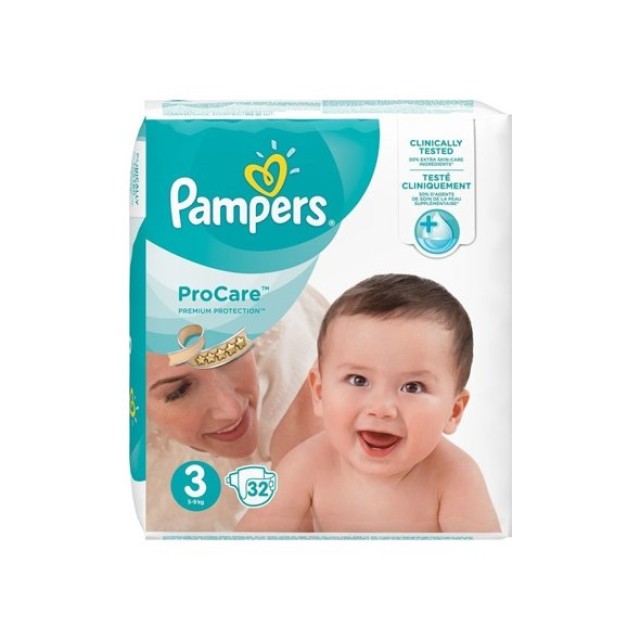 Pampers Βρεφικές Πάνες Pro Care Premium Protection No3 (5-9kg) 32τμχ