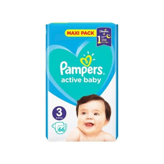 Pampers Βρεφικές Πάνες Active Baby Maxi Pack No3 (6-10kg) 66τμχ