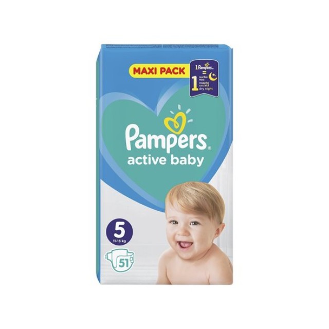 Pampers Βρεφικές Πάνες Active Baby Maxi Pack Νο5 (11-16kg) 50τμχ