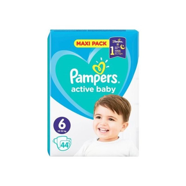 Pampers Βρεφικές Πάνες Active Baby Maxi Pack No6 (13-18kg) 44τμχ