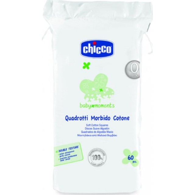 Chicco Baby Moments Τετράγωνα Μαντηλάκια από Βαμβάκι 60 τμχ (02654-00)