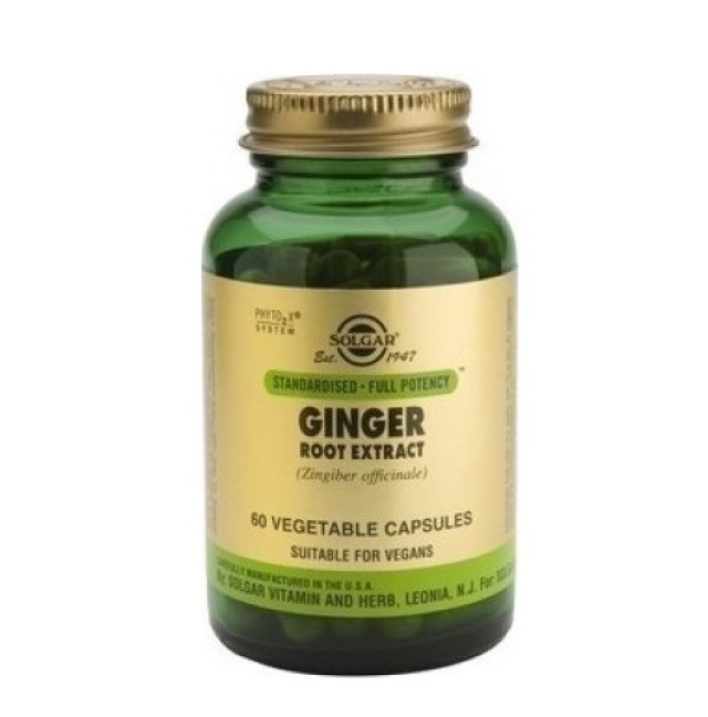 Solgar Ginger Root Extract, Εκχύλισμα Ρίζας Τζίντζερ για Τόνωση του Κυκλοφορικού & Πεπτικού Συστήματος 60 φυτικές κάψουλες